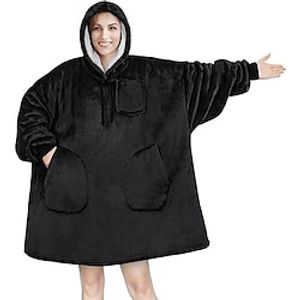 Ovesized Wearable Blanket Hoodie, Sherpa Fleece Blanket for Women Men Flannel Sherpa Soft Warm Cozy Blanket Jacket Sweater Gift for Adult Teens One Size miniinthebox