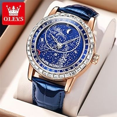 OLEVS Men Mechanical Watch Sports Business Wristwatch Luminous Waterproof World Time Decoration Genuine Leather Watch Lightinthebox
