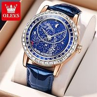 OLEVS Men Mechanical Watch Sports Business Wristwatch Luminous Waterproof World Time Decoration Genuine Leather Watch Lightinthebox - thumbnail