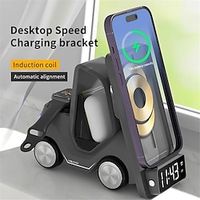 Alarm Clock Wireless Charger For Iphone 15 12 13 14 Pro Max Fast Charging Docking Station For Apple Watch Airpods Pro miniinthebox - thumbnail