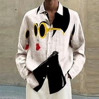 Cat Portrait Abstract Men's Shirt Outdoor Street Casual Daily Fall  Winter Turndown Long Sleeve Black Blue Beige S M L Shirt Lightinthebox - thumbnail