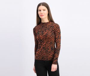 Womens Crew Neck Top  Orange/Black