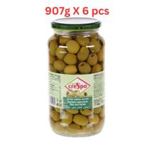 Crespo Pitted Green Olives Jar (Pack Of 6 X 907g)