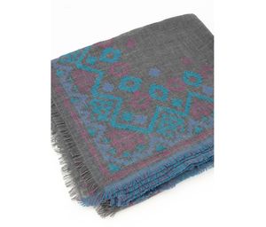 Womens Textured Scarfs  Charcoal/Blue Combo