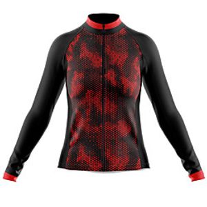 21Grams Women's Long Sleeve Cycling Jersey Spandex Red Polka Dot Bike Top Mountain Bike MTB Road Bike Cycling Quick Dry Moisture Wicking Sports Clothing Apparel / Stretchy / Athleisure miniinthebox