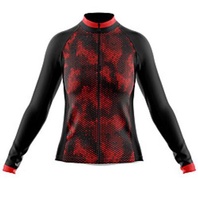 21Grams Women's Long Sleeve Cycling Jersey Spandex Red Polka Dot Bike Top Mountain Bike MTB Road Bike Cycling Quick Dry Moisture Wicking Sports Clothing Apparel / Stretchy / Athleisure miniinthebox