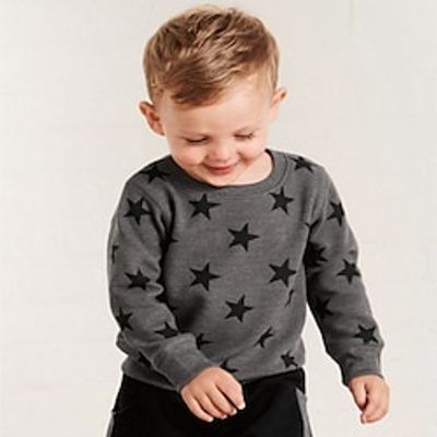 Kids Boys Sweatshirt Long Sleeve Star Crewneck Black Children Tops Fall Winter Fashion Daily Daily Outdoor Regular Fit 2-8 Years Lightinthebox