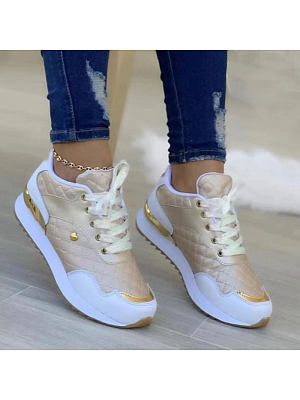 Casual Paneled Plaid Lace-up Platform Shoes
