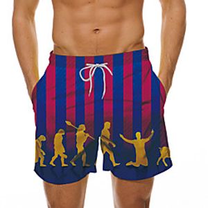 Men's Casual Designer Quick Dry Breathable Soft Beach Swimming Pool Shorts Bermuda shorts Board Shorts Pants Abstract Graphic Prints Character Short 3D Print Drawstring Elastic Waist Blue  Summer Lightinthebox
