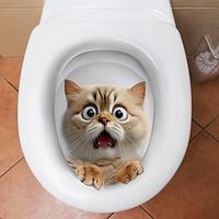 Wall Mural 3D Wall Art cat Wall Poster Toilet Stickers 3D cat Wall Stickers cat Decals cat Stickers cat Toilet Girls Bedroom Toilet Decor cat Wall Decals Notebook Poster miniinthebox - thumbnail