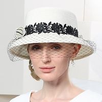 Hats Fiber Bowler  Cloche Hat Bucket Hat Straw Hat Wedding Tea Party Elegant Wedding With Lace Face Veil Headpiece Headwear Lightinthebox