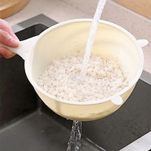 Kitchen Rice Washing Machine Rice Sieve Rice Filtering Basin Plastic Household Water Spoon Fruit Basin Vegetable Basin Drainage Basket Lightinthebox