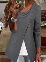 Round Neck Casual Loose Panel Long Sleeve T-shirt