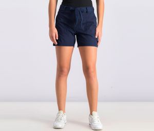 Womens  Tie-Belt Cotton Shorts  Industrial Blue