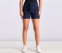 Womens  Tie-Belt Cotton Shorts  Industrial Blue - thumbnail