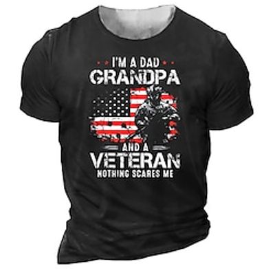 Men's Unisex T shirt Tee 3D Print Graphic Patterned Soldier National Flag Crew Neck Street Daily Print Short Sleeve Tops Designer Casual Vintage Big and Tall Black Army Green Navy Blue / Summer miniinthebox