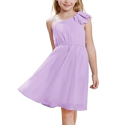 Girls One Shoulder Spring Dresses Cute Chiffon Flower Girl Dress 5-12Y Lightinthebox