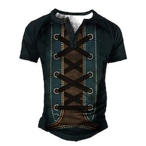 Men's Henley Shirt Tee T shirt Tee 3D Print Graphic Color Block Plus Size Henley Daily Sports Patchwork Button-Down Short Sleeve Tops Basic Casual Classic Designer Navy Blue Lightinthebox