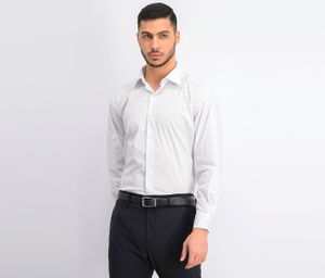 Mens Regular Fit Dress Shirt  White/Light Blue