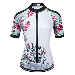 21Grams Women's Cycling Jersey Short Sleeve Bike Top with 3 Rear Pockets Mountain Bike MTB Road Bike Cycling Breathable Quick Dry Moisture Wicking White Floral Botanical Spandex Polyester Sports Lightinthebox