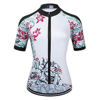 21Grams Women's Cycling Jersey Short Sleeve Bike Top with 3 Rear Pockets Mountain Bike MTB Road Bike Cycling Breathable Quick Dry Moisture Wicking White Floral Botanical Spandex Polyester Sports Lightinthebox - thumbnail