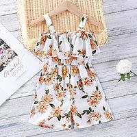 Kids Girls' Overall  Jumpsuit White Red Yellow Floral Print Active 3-8 Years miniinthebox - thumbnail
