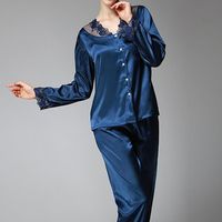 Silky Lace Embroidery Sleepwear Suit
