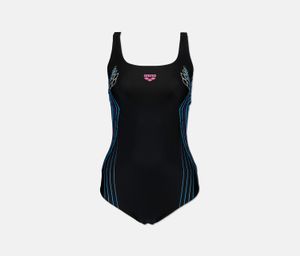 Womens Heartbeat Swim Pro Back One Piece Swimwear  Black/Rose/Violet