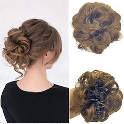 Claw Clip Messy Hair Bun Hair Scrunchies Extension Curly Wavy Messy Synthetic Clip in Claw Chignon for women Updo Hairpiece Lightinthebox