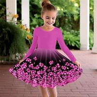 Girls' 3D Floral Dress Long Sleeve 3D Print Spring Fall Sports  Outdoor Daily Holiday Cute Casual Beautiful Kids 3-12 Years Casual Dress A Line Dress Above Knee Polyester Regular Fit Lightinthebox - thumbnail