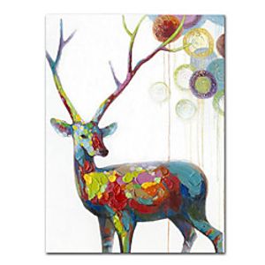 Oil Painting Handmade Hand Painted Wall Art Mintura Modern Abstract Christmas Deer Animals Picture Home Decoration Decor Rolled Canvas No Frame Unstretched Lightinthebox
