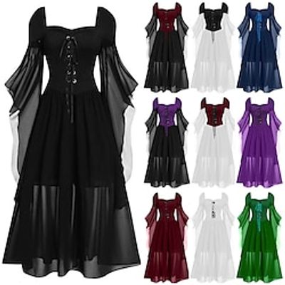 Retro Vintage Punk  Gothic Medieval Dress Witch Women's Cosplay Costume Casual Daily Dress Lightinthebox