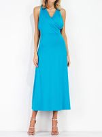 Sexy Women Sleeveless V-Neck High Waist Maxi Dresses