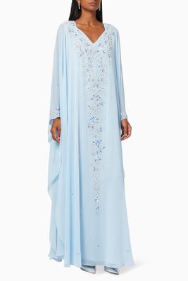 Floral Embroidered Kaftan in Chiffon Floral Embroidered Kaftan in Chiffon