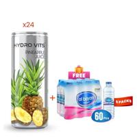 Hydro Vits Pineapple Juice 320Ml Pack of 24 + Free Al Bayan Water 500Ml Pack of 12 (x5)
