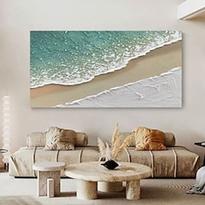 Hand Painted oil painting Wall Art Aerial Ocean Vertical Ocean Wall Art Modern Coastal Style Wall Art  Home Decor ready to hang or canvas Lightinthebox