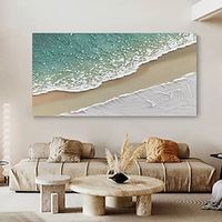 Hand Painted oil painting Wall Art Aerial Ocean Vertical Ocean Wall Art Modern Coastal Style Wall Art  Home Decor ready to hang or canvas Lightinthebox - thumbnail