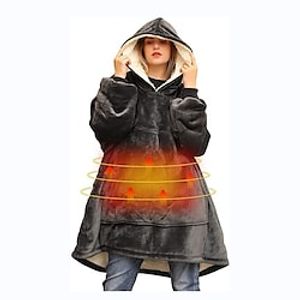 Electric Heated Wearable Blanket Hoodie With Usb, Oversized Sherpa Blanket Hoodie Sweatshirt Are Unisex, Cozy Warm Soft miniinthebox