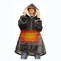 Electric Heated Wearable Blanket Hoodie With Usb, Oversized Sherpa Blanket Hoodie Sweatshirt Are Unisex, Cozy Warm Soft miniinthebox - thumbnail