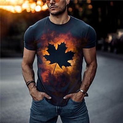 Men's T shirt Tee Graphic Leaf Crew Neck Clothing Apparel 3D Print Outdoor Daily Short Sleeve Print Fashion Designer Vintage Lightinthebox