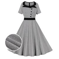 Retro Vintage 1950s Vintage Dress Cocktail Dress Swing Dress Flare Dress Audrey Hepburn Women's Cosplay Costume Masquerade Party  Evening Dress Lightinthebox - thumbnail