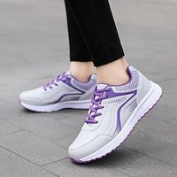 Women's Sneakers Plus Size Outdoor Flat Heel Round Toe Fashion Sporty Casual Hiking Walking PU Lace-up Solid Color Black Pink Purple Lightinthebox - thumbnail