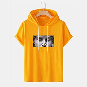 Men's Unisex Tee T shirt Shirt Hot Stamping Graphic Prints Eye Plus Size Short Sleeve Casual Tops Cotton Basic Designer Big and Tall Yellow White Black miniinthebox