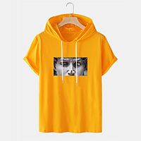 Men's Unisex Tee T shirt Shirt Hot Stamping Graphic Prints Eye Plus Size Short Sleeve Casual Tops Cotton Basic Designer Big and Tall Yellow White Black miniinthebox - thumbnail