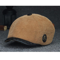Corduroy Pure Color Fashion Windproof Warm Beret Cap