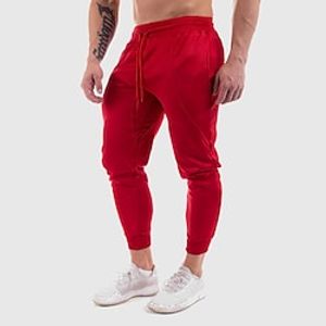 Men's Athletic Pants Sweatpants Trousers Pocket Drawstring Elastic Waist Solid Colored Comfort Wearable Outdoor Gym Casual Athletic Black White Micro-elastic Lightinthebox