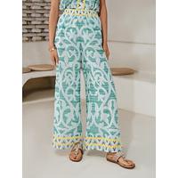 Casual Folk Print Wide Leg Pants