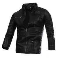 Plus Size Biker Motorcycle PU Leather Jacket - thumbnail