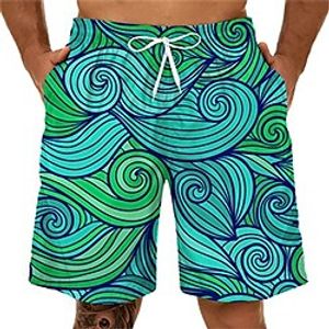 Men's Shorts Beach Shorts Drawstring Elastic Waist 3D Print Graphic Spray Breathable Soft Short Casual Daily Holiday Streetwear Hawaiian Blue Purple Micro-elastic miniinthebox