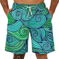 Men's Shorts Beach Shorts Drawstring Elastic Waist 3D Print Graphic Spray Breathable Soft Short Casual Daily Holiday Streetwear Hawaiian Blue Purple Micro-elastic miniinthebox - thumbnail